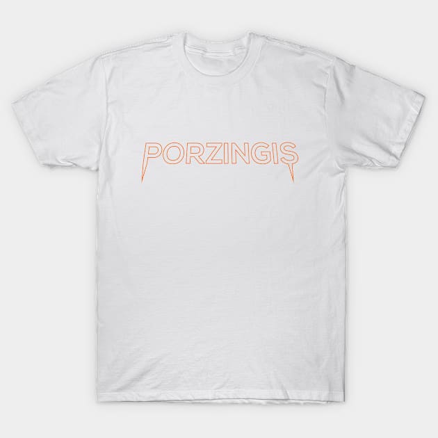 Porzingis Orange Outline T-Shirt by monitormonkey